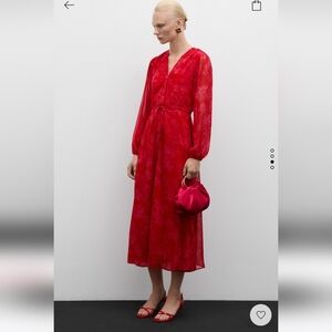 MANGO red floral print dress, size 0 / XXS